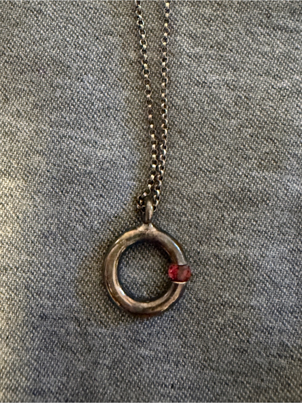 Vintage Versani tension set pendant garnet necklace .925 silver